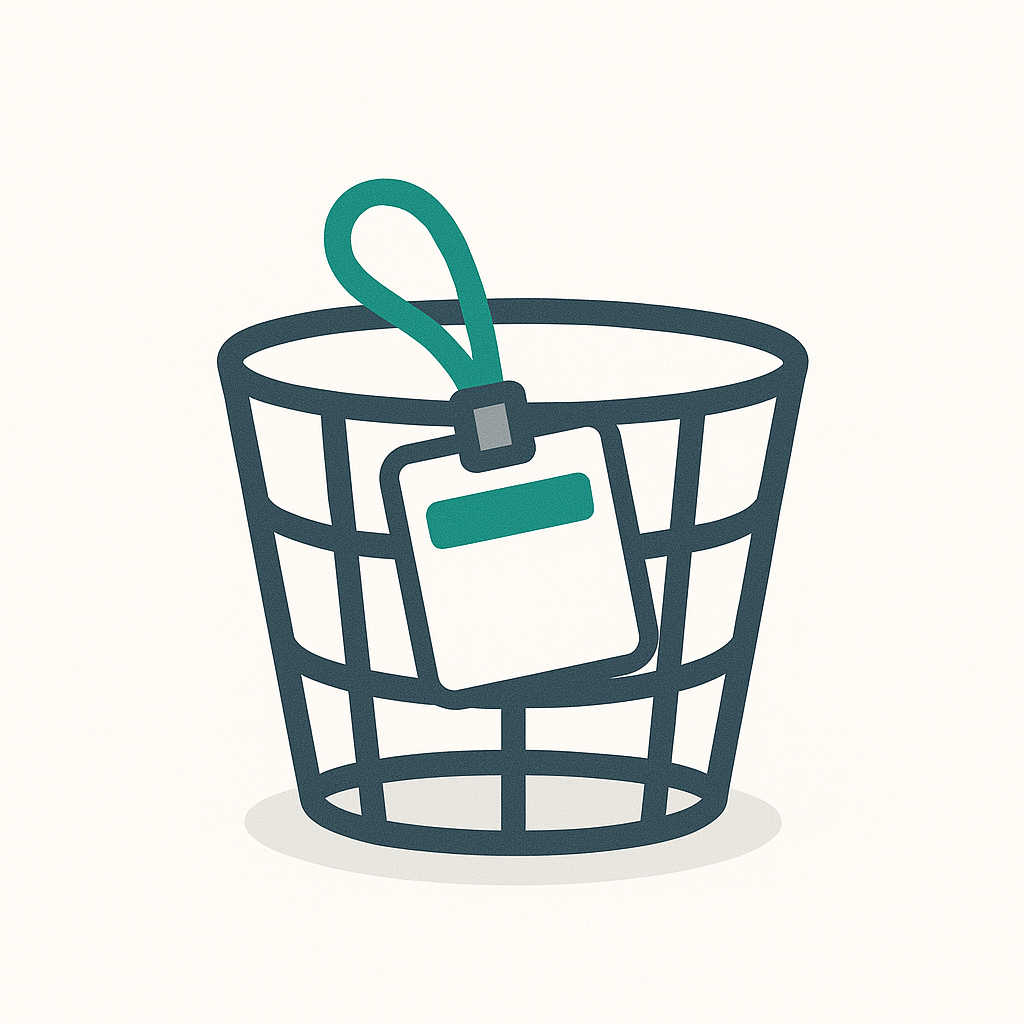 Lanyard in bin
